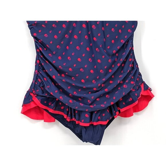 Mazu Swimsuit One Piece Swimsuit Womens 24W Blue Polkadot Tummy Control New - Picture 5 of 11